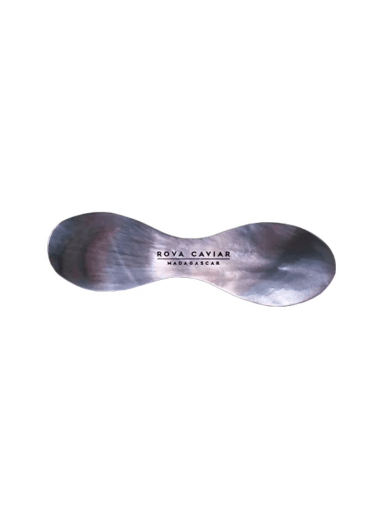 Mother-of-pearl spoons in satin storage pouch