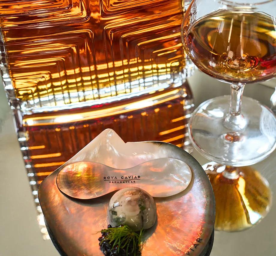 Cognac tasting with caviar appetizers