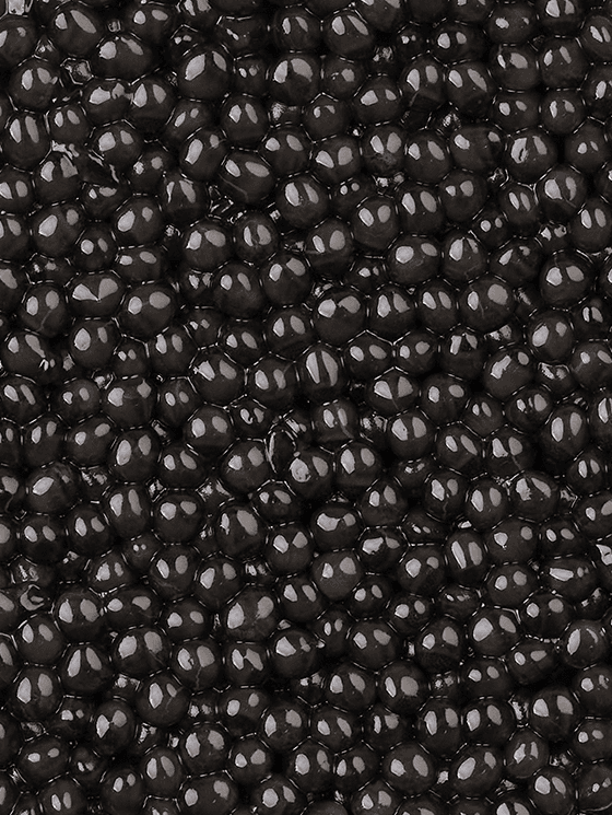 Close-up on Royal Persicus Ossetra caviar beads